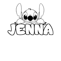 Coloriage prénom JENNA - décor Stitch