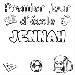 Coloriage JENNAH - d&eacute;cor Premier jour d'&eacute;cole
