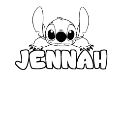 Coloriage prénom JENNAH - décor Stitch