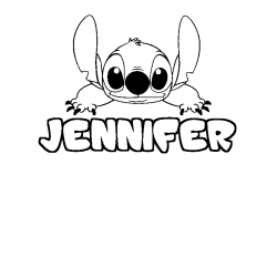 Coloriage prénom JENNIFER - décor Stitch