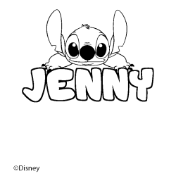Coloriage pr&eacute;nom JENNY - d&eacute;cor Stitch