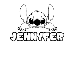 Coloriage prénom JENNYFER - décor Stitch