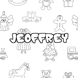 Coloriage pr&eacute;nom JEOFFREY - d&eacute;cor Jouets