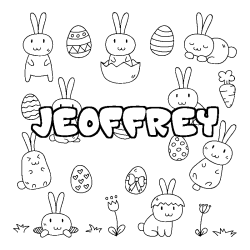 Coloriage pr&eacute;nom JEOFFREY - d&eacute;cor Paques