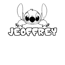 Coloriage prénom JEOFFREY - décor Stitch