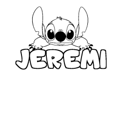 Coloriage prénom JEREMI - décor Stitch