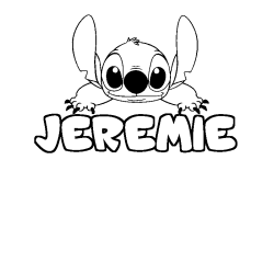 Coloriage prénom JEREMIE - décor Stitch
