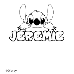 Coloriage pr&eacute;nom JEREMIE - d&eacute;cor Stitch