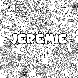 Coloriage pr&eacute;nom J&Eacute;R&Eacute;MIE - d&eacute;cor Mandala fruits