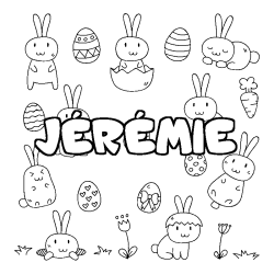 Coloriage pr&eacute;nom J&Eacute;R&Eacute;MIE - d&eacute;cor Paques