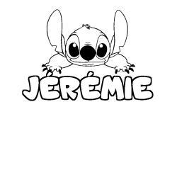 Coloriage prénom JÉRÉMIE - décor Stitch