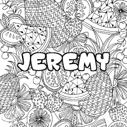 Coloriage prénom JEREMY - décor Mandala fruits