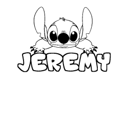 Coloriage prénom JEREMY - décor Stitch