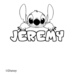 Coloriage pr&eacute;nom JEREMY - d&eacute;cor Stitch