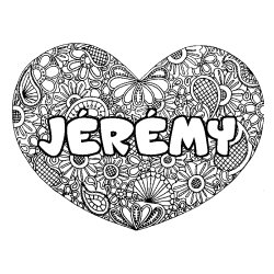 Coloriage pr&eacute;nom J&Eacute;R&Eacute;MY - d&eacute;cor Mandala coeur