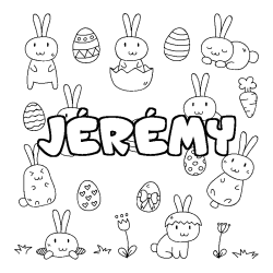 Coloriage pr&eacute;nom J&Eacute;R&Eacute;MY - d&eacute;cor Paques