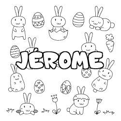 Coloriage pr&eacute;nom J&Eacute;ROME - d&eacute;cor Paques