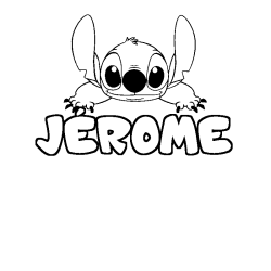 Coloriage prénom JÉROME - décor Stitch