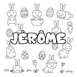 Coloriage pr&eacute;nom J&Eacute;R&Ocirc;ME - d&eacute;cor Paques