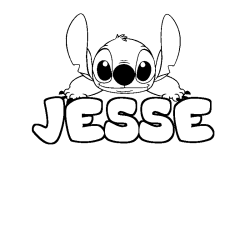 Coloriage prénom JESSE - décor Stitch