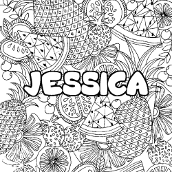 Coloriage JESSICA - d&eacute;cor Mandala fruits