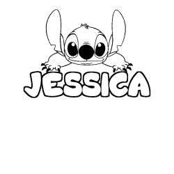 Coloriage prénom JESSICA - décor Stitch