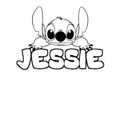 Coloriage prénom JESSIE - décor Stitch