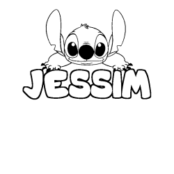 Coloriage prénom JESSIM - décor Stitch
