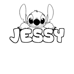 Coloriage prénom JESSY - décor Stitch