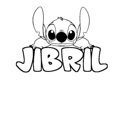Coloriage prénom JIBRIL - décor Stitch