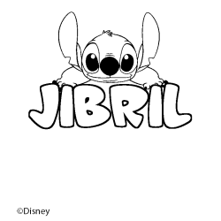 Coloriage pr&eacute;nom JIBRIL - d&eacute;cor Stitch