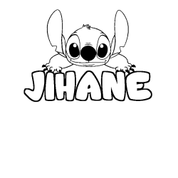 Coloriage prénom JIHANE - décor Stitch