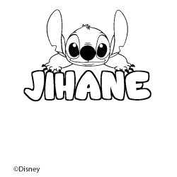 Coloriage pr&eacute;nom JIHANE - d&eacute;cor Stitch