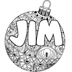 Coloriage pr&eacute;nom JIM - d&eacute;cor Boule de No&euml;l