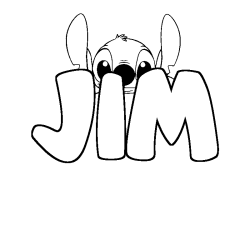 Coloriage prénom JIM - décor Stitch