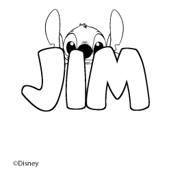Coloriage pr&eacute;nom JIM - d&eacute;cor Stitch