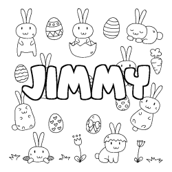 Coloriage pr&eacute;nom JIMMY - d&eacute;cor Paques