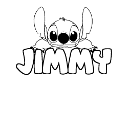 Coloriage prénom JIMMY - décor Stitch