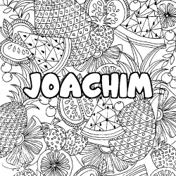 Coloriage prénom JOACHIM - décor Mandala fruits