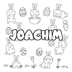 Coloriage pr&eacute;nom JOACHIM - d&eacute;cor Paques