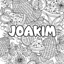 Coloriage prénom JOAKIM - décor Mandala fruits