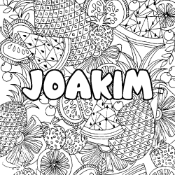 Coloriage pr&eacute;nom JOAKIM - d&eacute;cor Mandala fruits