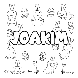 Coloriage pr&eacute;nom JOAKIM - d&eacute;cor Paques