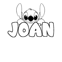 Coloriage prénom JOAN - décor Stitch