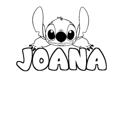 Coloriage prénom JOANA - décor Stitch