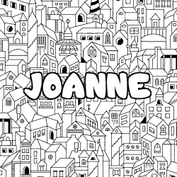 Coloriage prénom JOANNE - décor Ville