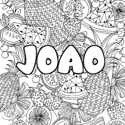 Coloriage pr&eacute;nom JOAO - d&eacute;cor Mandala fruits