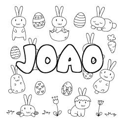 Coloriage prénom JOAO - décor Paques