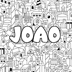 Coloriage prénom JOAO - décor Ville