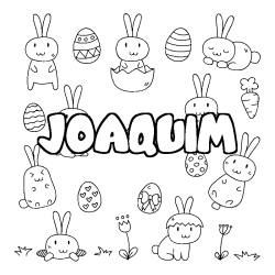 Coloriage pr&eacute;nom JOAQUIM - d&eacute;cor Paques